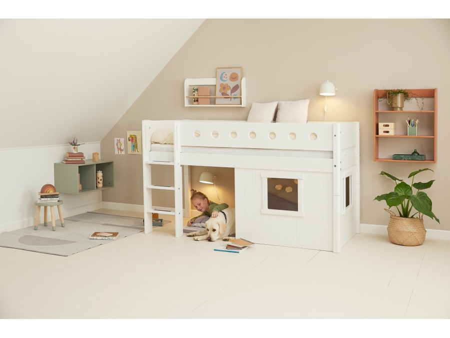 Flexa White boomhut halfhoogslaper rechte ladder - wit - Afbeelding 6
