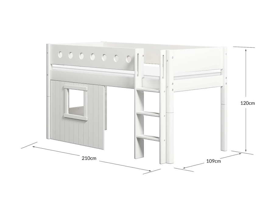Flexa White boomhut halfhoogslaper rechte ladder - wit - Afbeelding 4