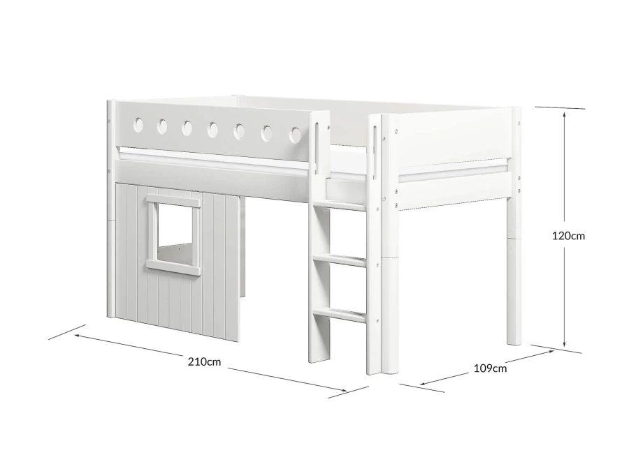 Flexa White boomhut halfhoogslaper rechte ladder - wit - Afbeelding 4
