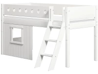 Flexa White boomhut halfhoogslaper schuine ladder - wit