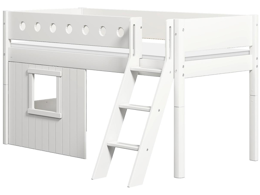 Flexa White boomhut halfhoogslaper schuine ladder - wit