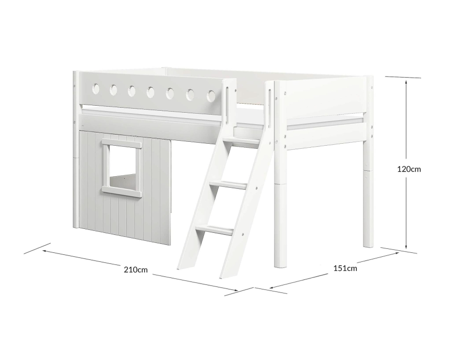 Flexa White boomhut halfhoogslaper schuine ladder - wit - Afbeelding 4
