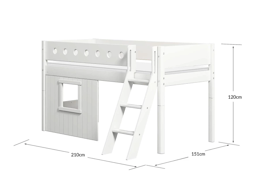 Flexa White boomhut halfhoogslaper schuine ladder - wit - Afbeelding 4