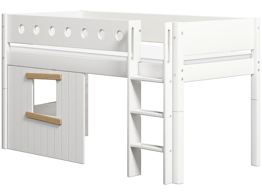 Flexa White boomhut halfhoogslaper rechte ladder - eiken