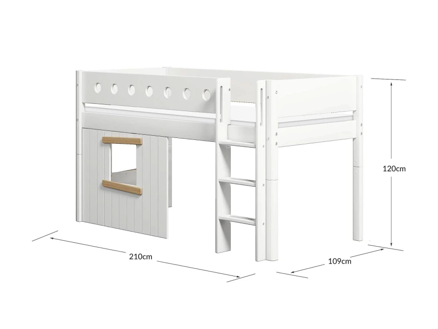 Flexa White boomhut halfhoogslaper rechte ladder - eiken - Afbeelding 4