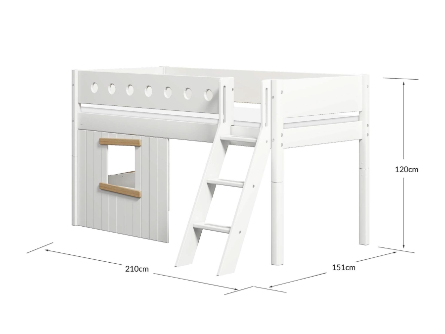 Flexa White boomhut halfhoogslaper schuine ladder - eiken - Afbeelding 4