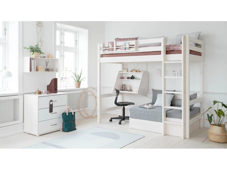 Flexa Classic casa hoogslaper met rechte ladder 90x200 whitewash - Afbeelding 8