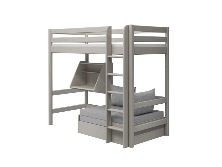 Flexa Classic casa hoogslaper met matras rechte ladder 90x200 greywash - Afbeelding 4