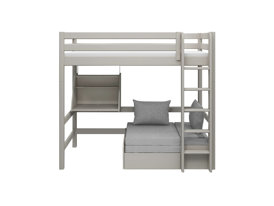 Flexa Classic casa hoogslaper met matras rechte ladder 90x200 greywash - Afbeelding 3