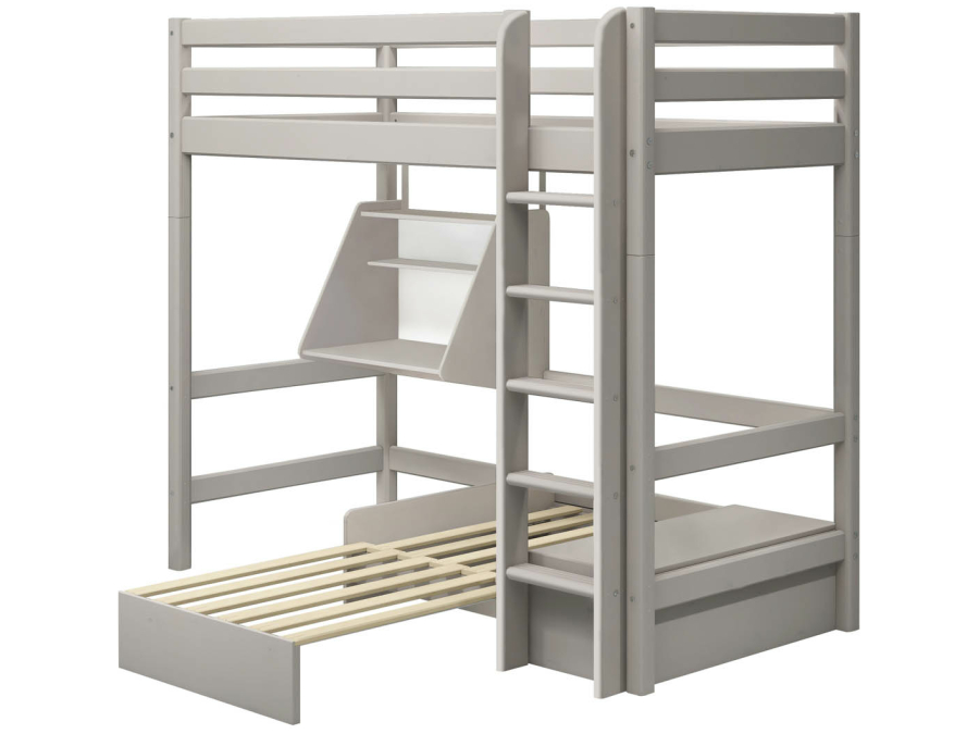 Flexa Classic casa hoogslaper met matras rechte ladder 90x200 greywash - Afbeelding 2