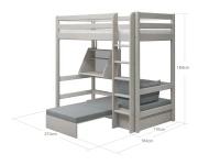 Flexa Classic casa hoogslaper met rechte ladder 90x200 greywash - Afbeelding 5