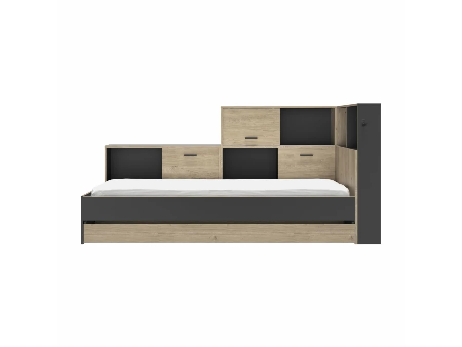 Diagone Erwan Opbergbed hout / zwart