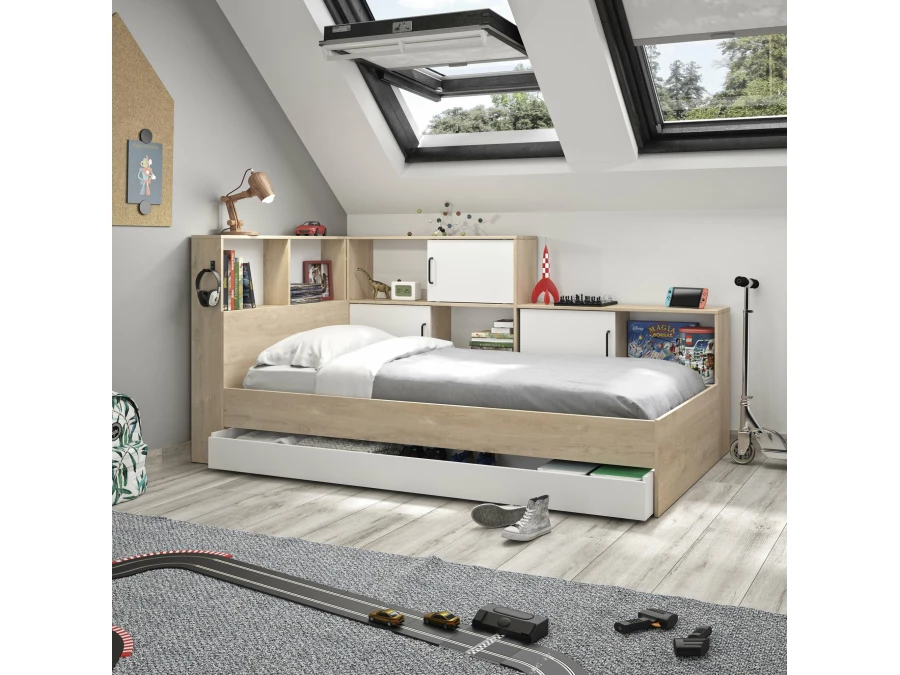 Diagone Erwan Opbergbed hout / wit - Afbeelding 5