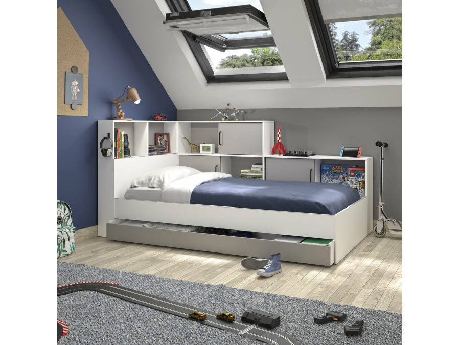Diagone Erwan Opbergbed wit / grijs - Afbeelding 4