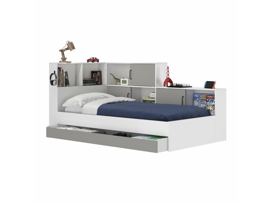 Diagone Erwan Opbergbed wit / grijs - Afbeelding 3