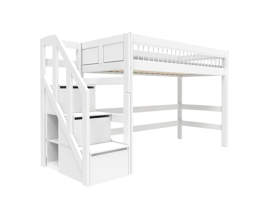 Lifetime breeze hoogslaper 152h  met trapkast 90x200 wit