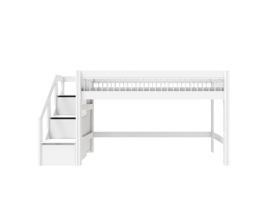 Lifetime breeze halfhoogslaper met trapkast 90x200 wit - Afbeelding 2