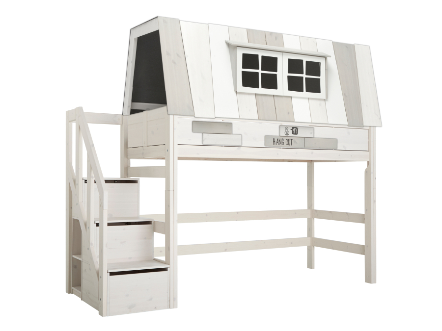 Lifetime my hangout hoogslaper met trapkast 90x200 - whitewash