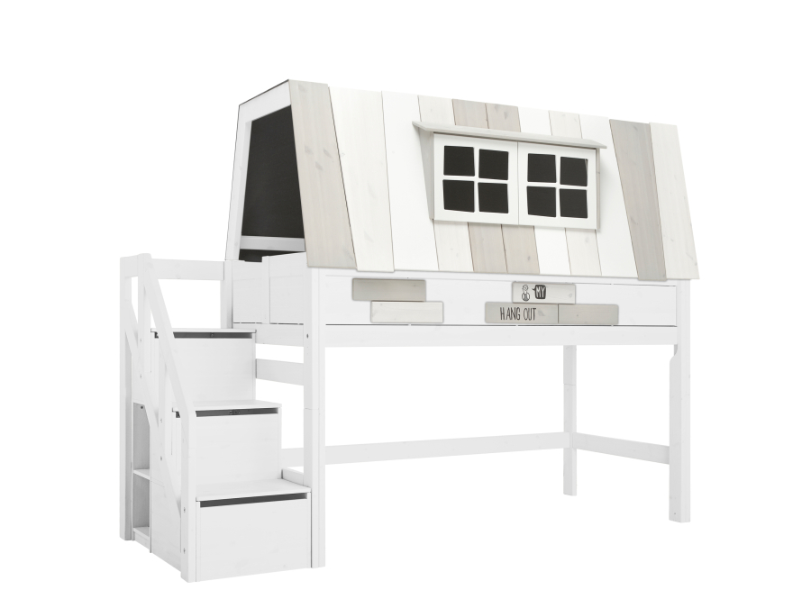 Lifetime my hangout halfhoogslaper met trapkast 90x200 - wit