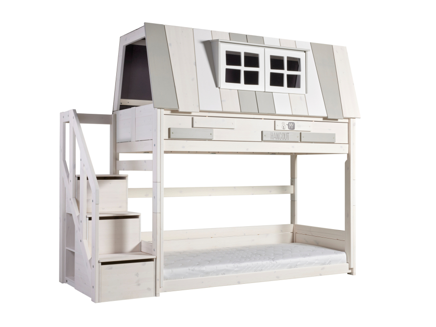 Lifetime my hangout laag stapelbed met trapkast 90x200 - whitewash