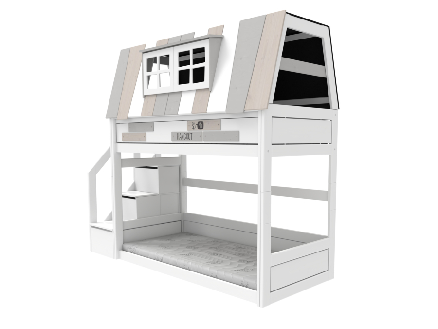 Lifetime my hangout laag stapelbed met trapkast 90x200 - wit - Afbeelding 2