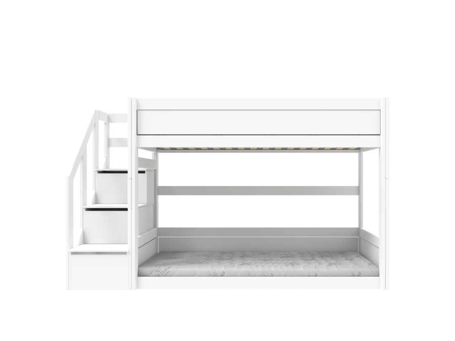 Lifetime laag stapelbed met trapkast 90x200 wit - Afbeelding 2