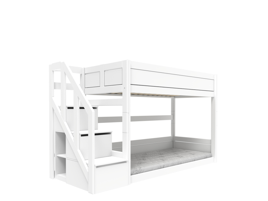 Lifetime laag stapelbed met trapkast 90x200 wit