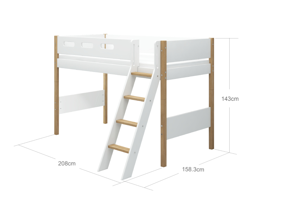 Flexa Nor Verhoogde halfhoogslaper m. schuine ladder - Afbeelding 2