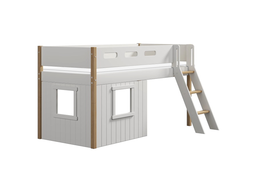 Flexa Nor boomhut halfhoogslaper schuine ladder - wit - Afbeelding 3
