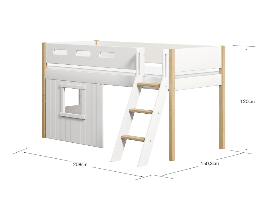 Flexa Nor boomhut halfhoogslaper schuine ladder - wit - Afbeelding 4