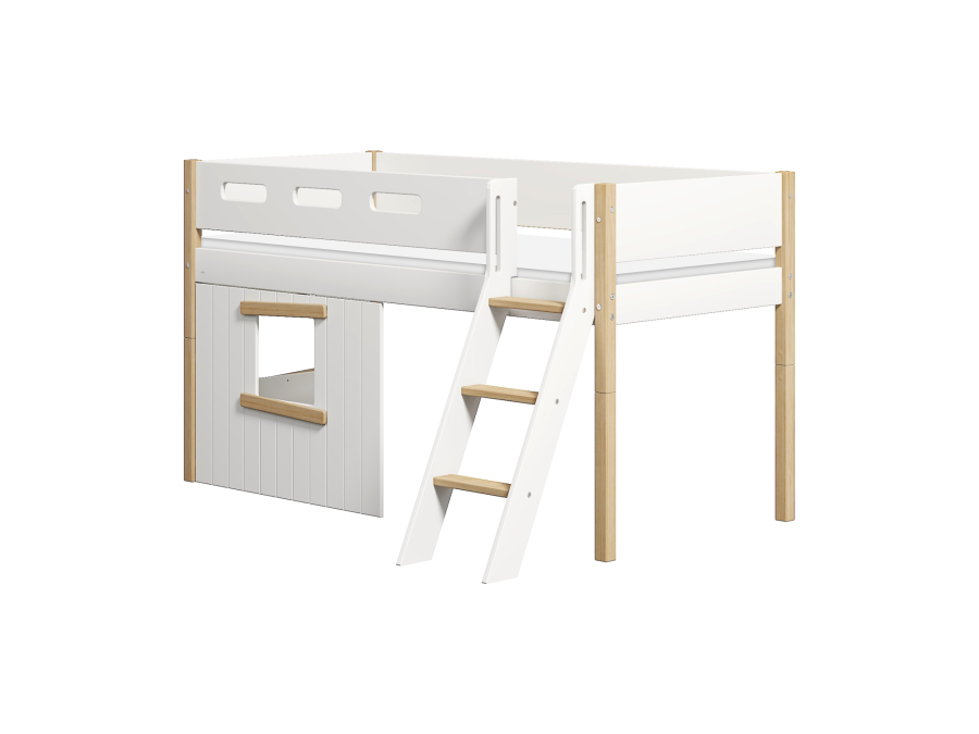 Flexa Nor boomhut halfhoogslaper schuine ladder - eiken