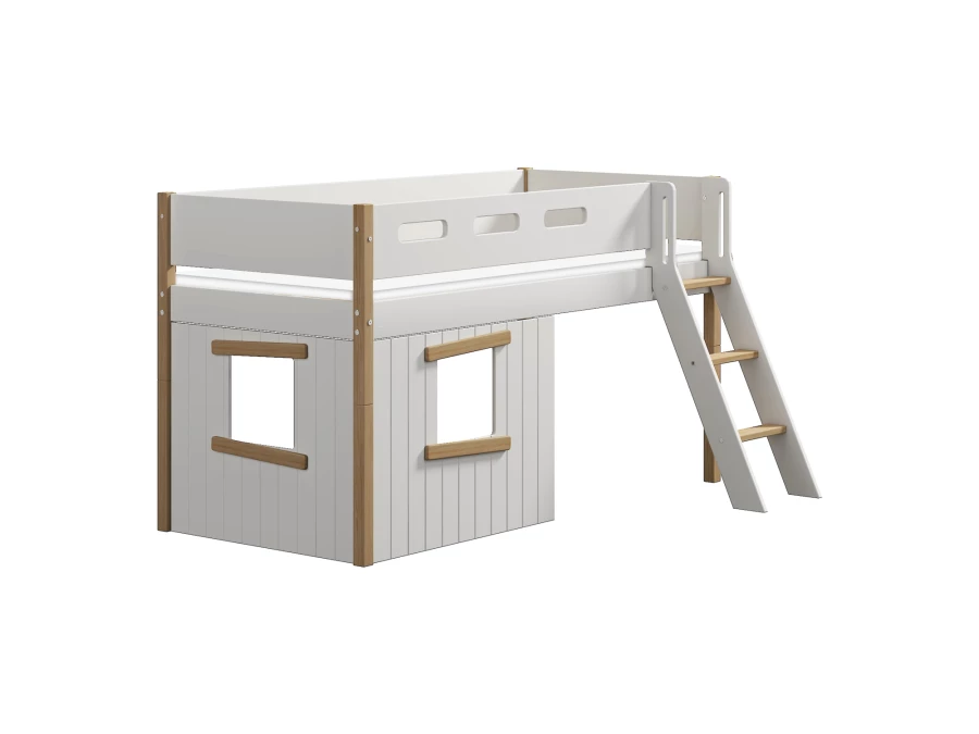 Flexa Nor boomhut halfhoogslaper schuine ladder - eiken - Afbeelding 3