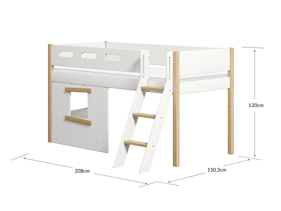 Flexa Nor boomhut halfhoogslaper schuine ladder - eiken - Afbeelding 4