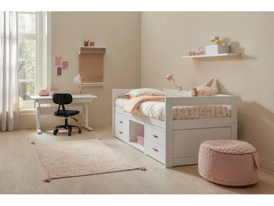 Lifetime breeze kajuitbed met boekenkast en lades 90x200 wit - Afbeelding 4