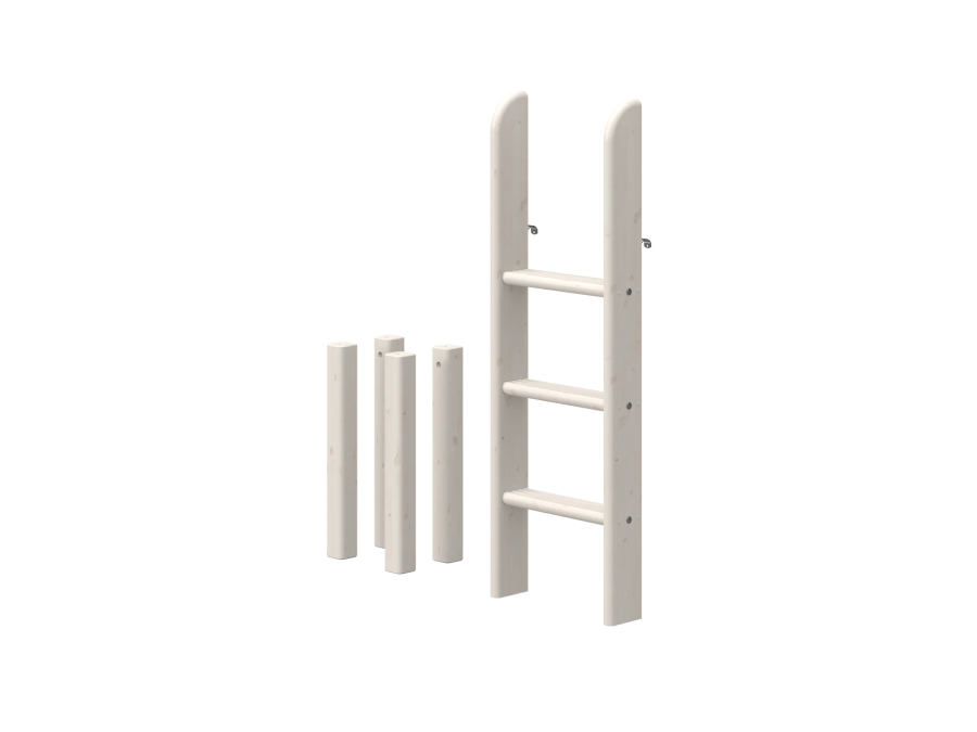 Flexa Classic poten en rechte ladder voor halfhoogslaper whitewash