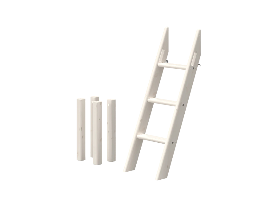 Flexa Classic poten en schuine ladder voor halfhoogslaper whitewash