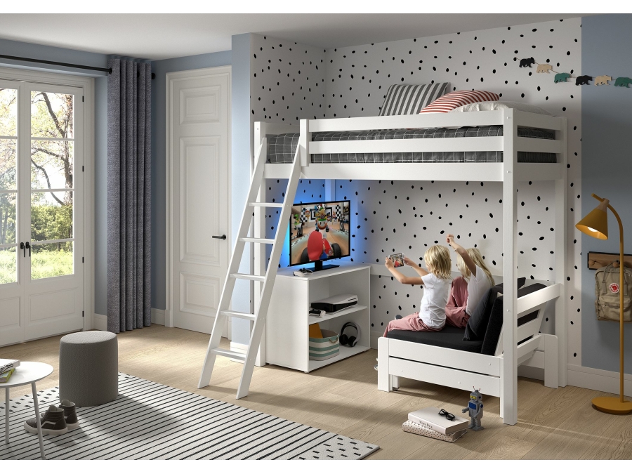 Vipack Pino hoogslaper met lounge - wit - Afbeelding 2