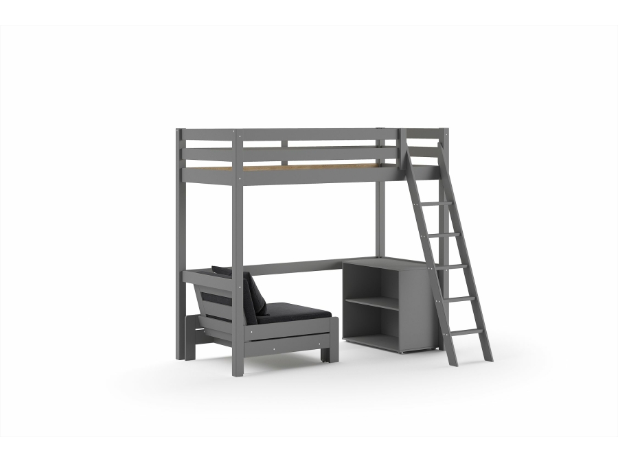 Vipack Pino hoogslaper met lounge - grijs