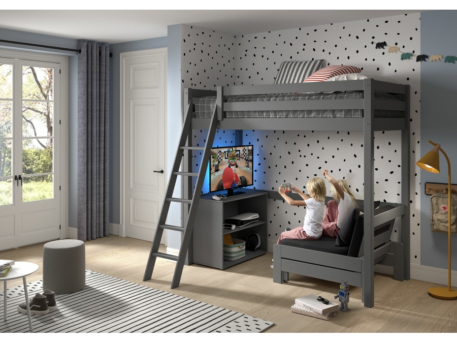 Vipack Pino hoogslaper met lounge - grijs - Afbeelding 2
