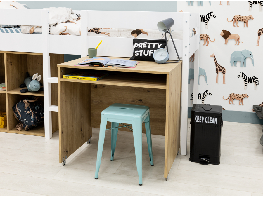 ToiToiKids Mick halfhoogslaper 90x200 met bureau en vakkenkast - wit - Afbeelding 5