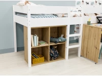 ToiToiKids Mick halfhoogslaper 90x200 met bureau en vakkenkast - wit - Afbeelding 6