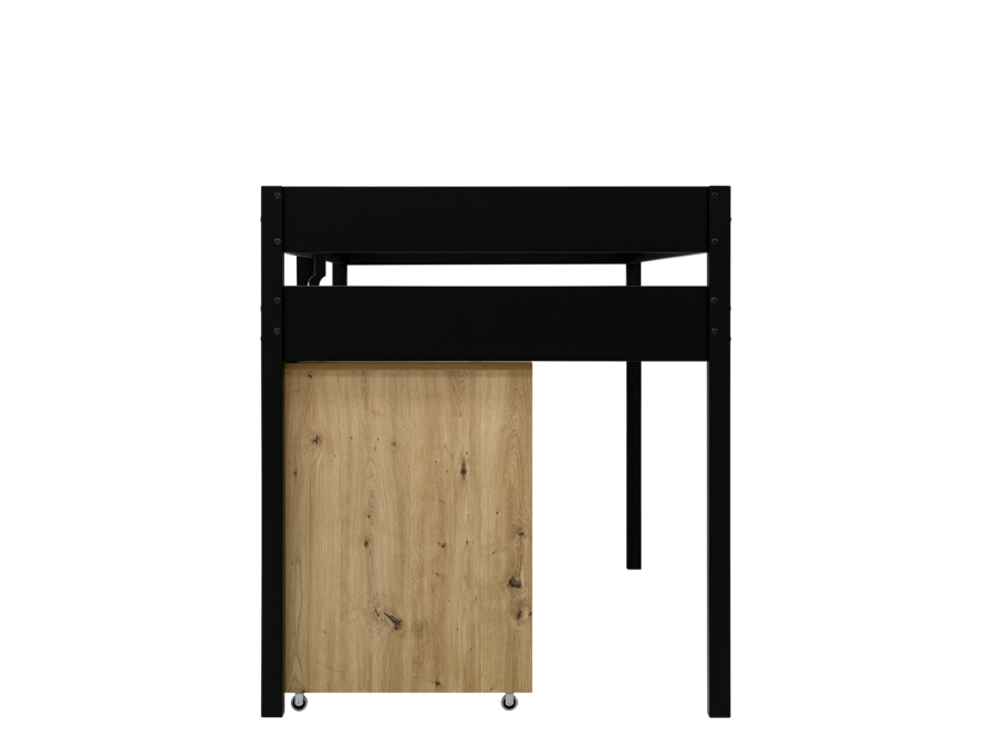 ToiToiKids Mick halfhoogslaper 90x200 met bureau en vakkenkast - mat zwart - Afbeelding 3