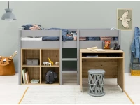 ToiToiKids Mick halfhoogslaper 90x200 met bureau en vakkenkast - grijs - Afbeelding 5