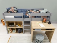 ToiToiKids Mick halfhoogslaper 90x200 met bureau en vakkenkast - grijs - Afbeelding 6