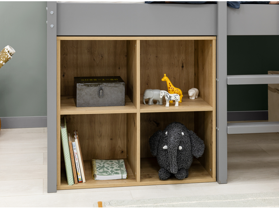 ToiToiKids Mick halfhoogslaper 90x200 met bureau en vakkenkast - grijs - Afbeelding 7