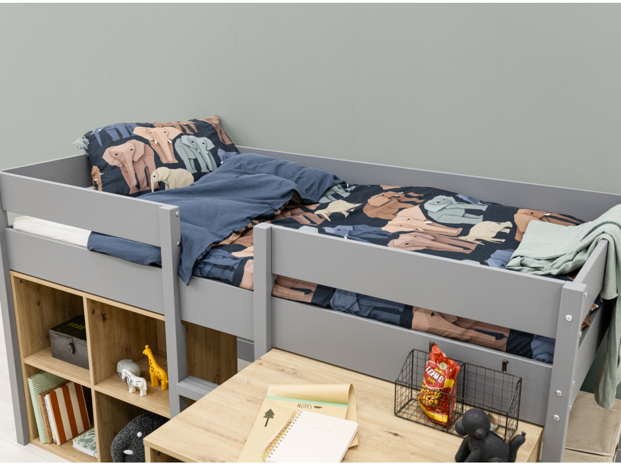 ToiToiKids Mick halfhoogslaper 90x200 met bureau en vakkenkast - grijs - Afbeelding 8