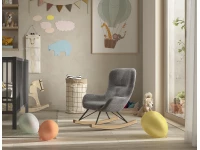 Vipack Rocky Kinderschommelstoel bouclé antraciet - Afbeelding 2