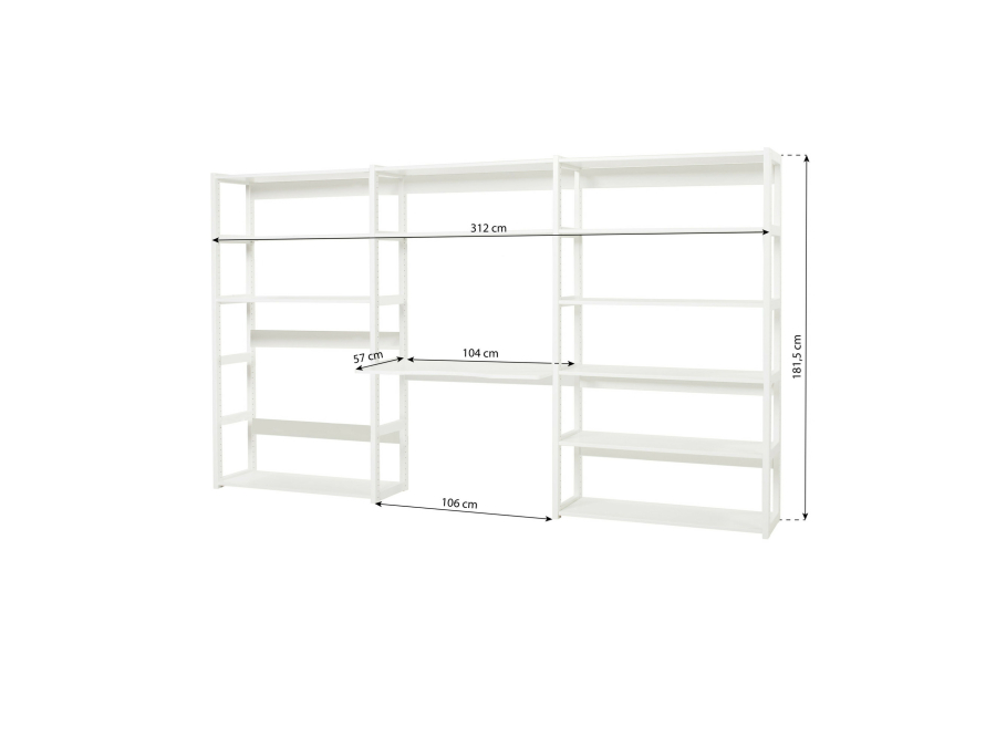 Hoppekids Storey boekenkast met bureau - 12 legplanken - 100 cm - Afbeelding 5
