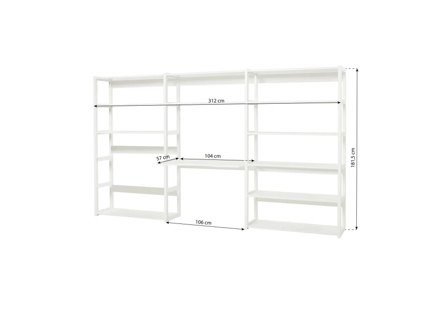 Hoppekids Storey boekenkast met bureau - 12 legplanken - 100 cm - Afbeelding 5