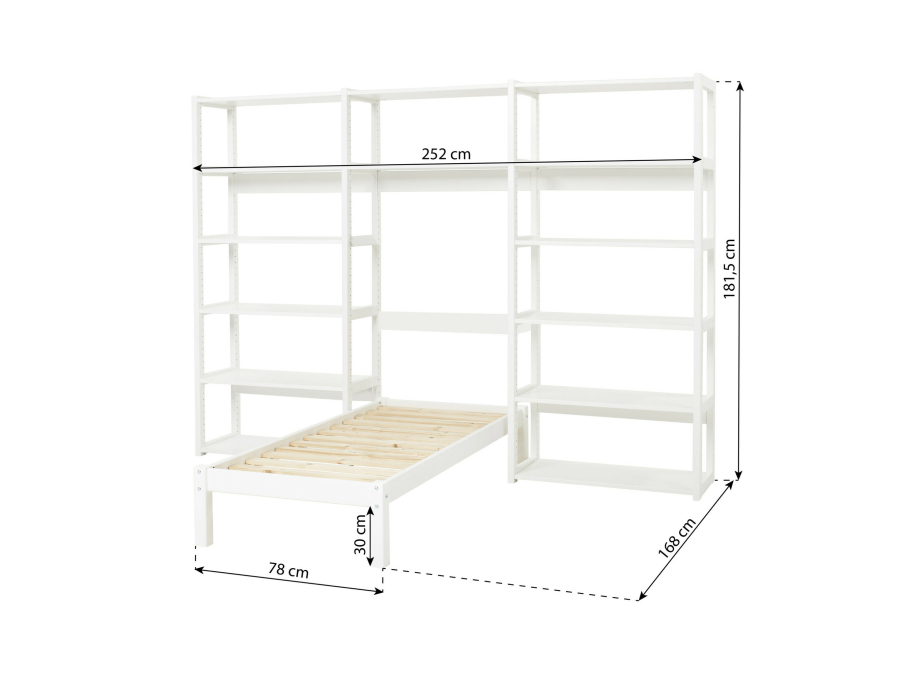 Hoppekids Storey bed 70x160 met boekenkast - 14 legplanken - Afbeelding 4